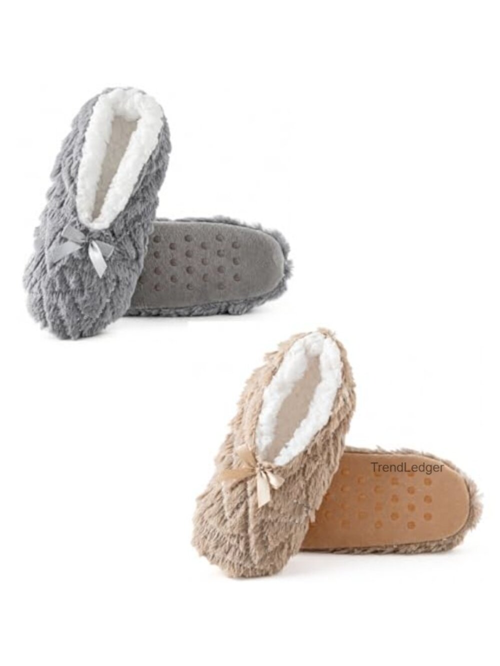 2 Pairs Non-Slip Slipper Socks Fuzzy Warm House Slippers